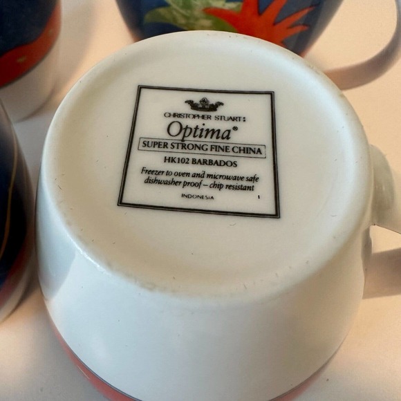 MIKASA-Christopher Stuart "Optima" China #HK102 "Barbados" 4-Coffee Mugs/Cups - Picture 8 of 11
